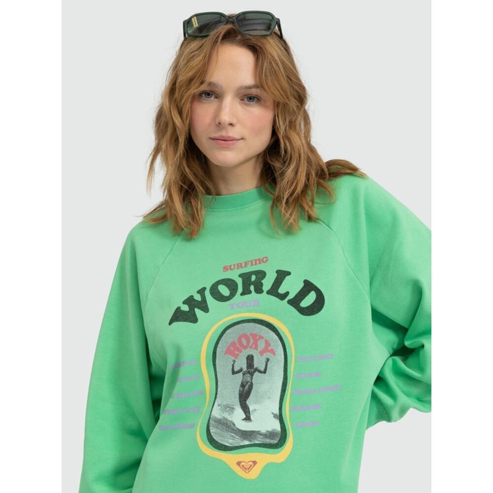 ROXY Women's Green Crew Neck Breaking Waves Sweatshirt Size XXL - Picture 2 of 8